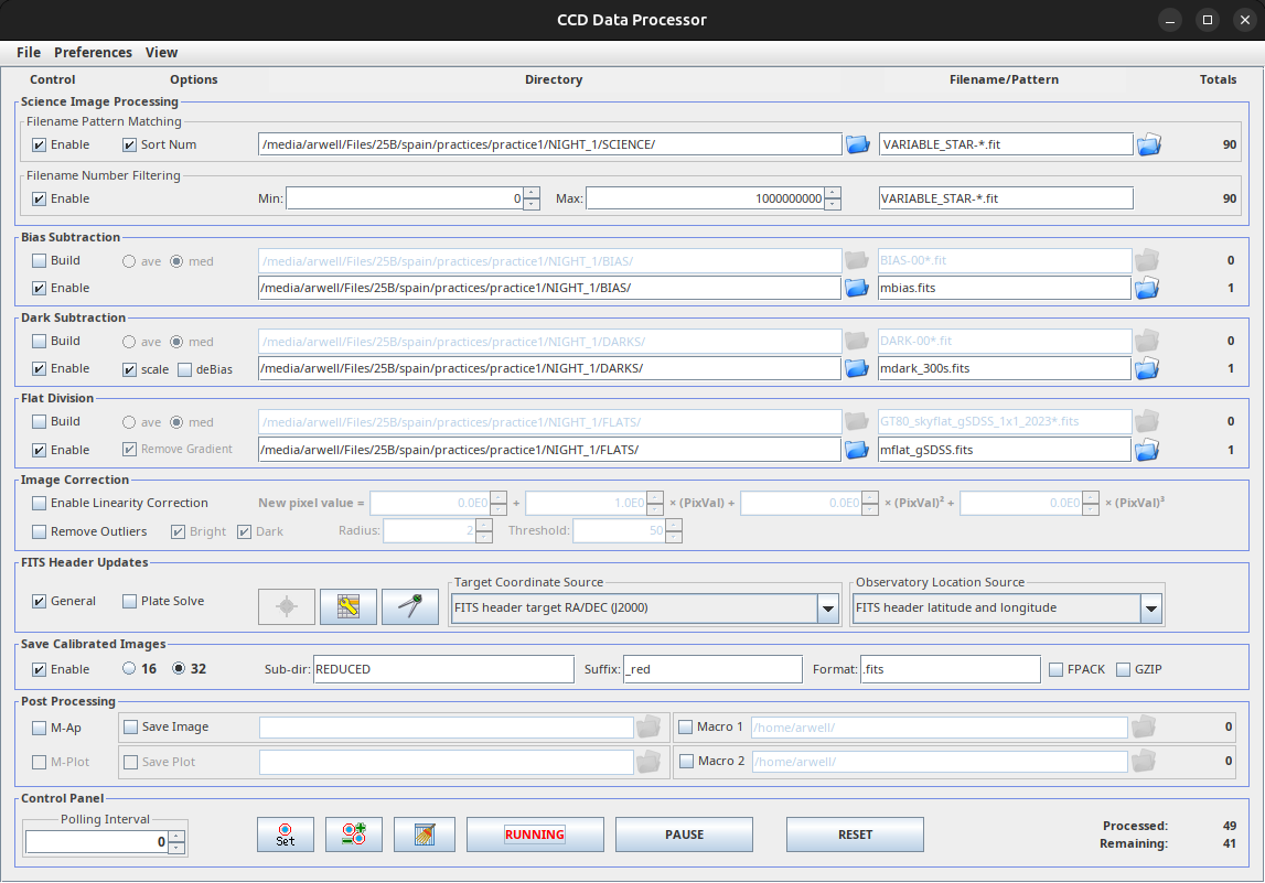 reducing the science images